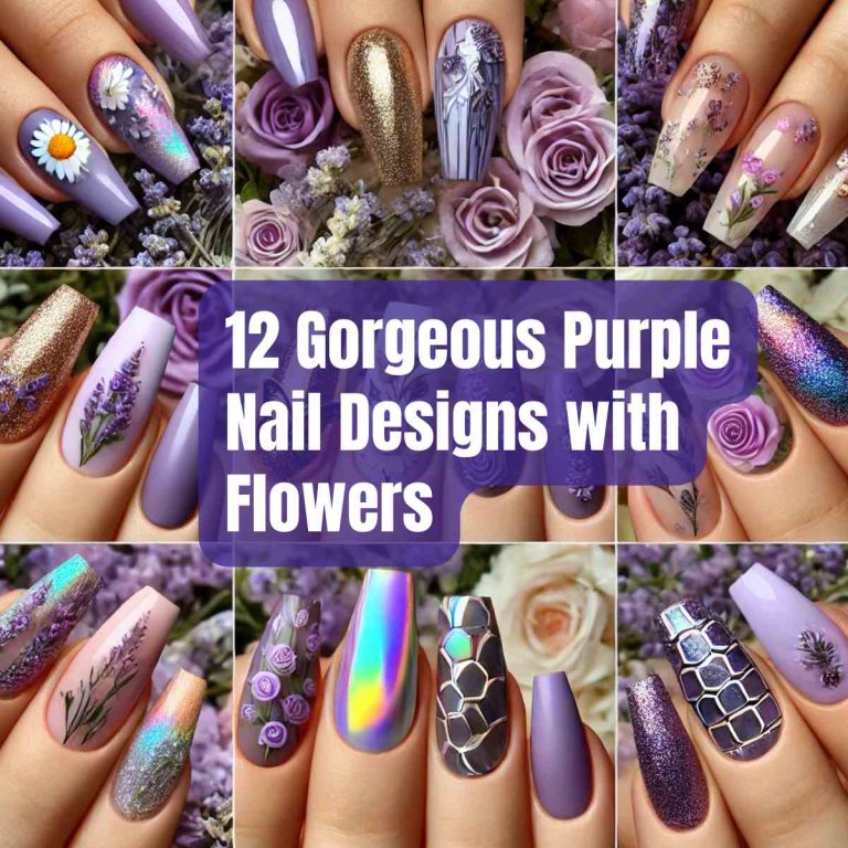 12 Gorgeous Purple Nail Designs with Flowers