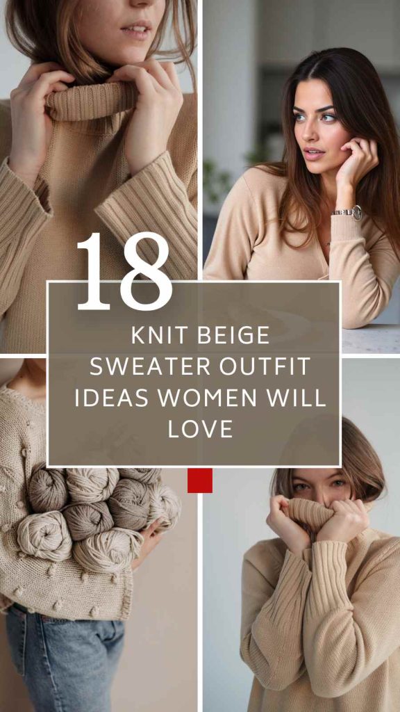 18 Modern Knit Beige Sweater Outfit Ideas