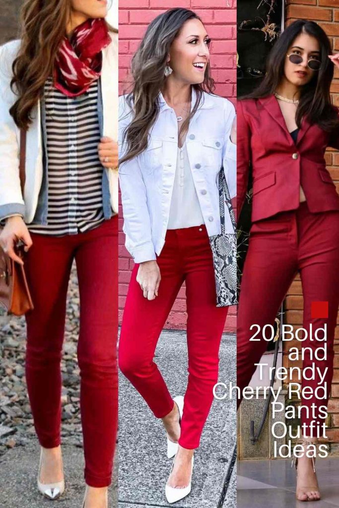 20 Effortless Cherry Red Pants Outfit Ideas