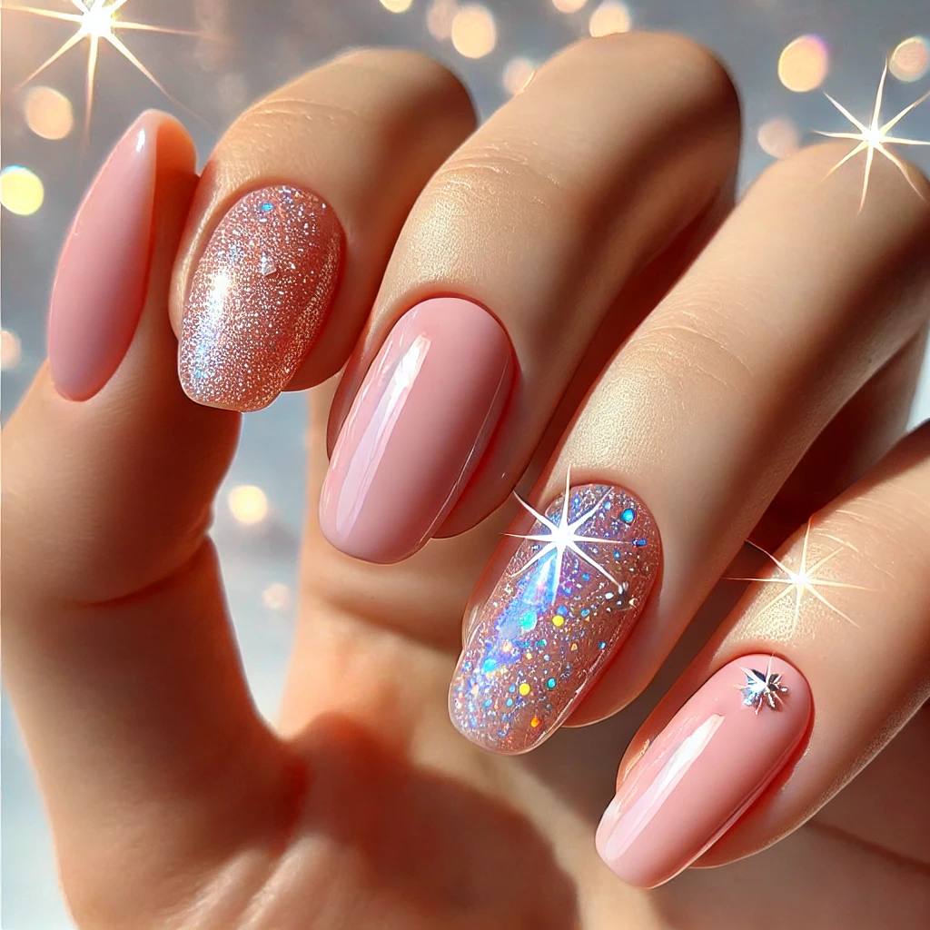 Baby Pink with Sparkling Stars