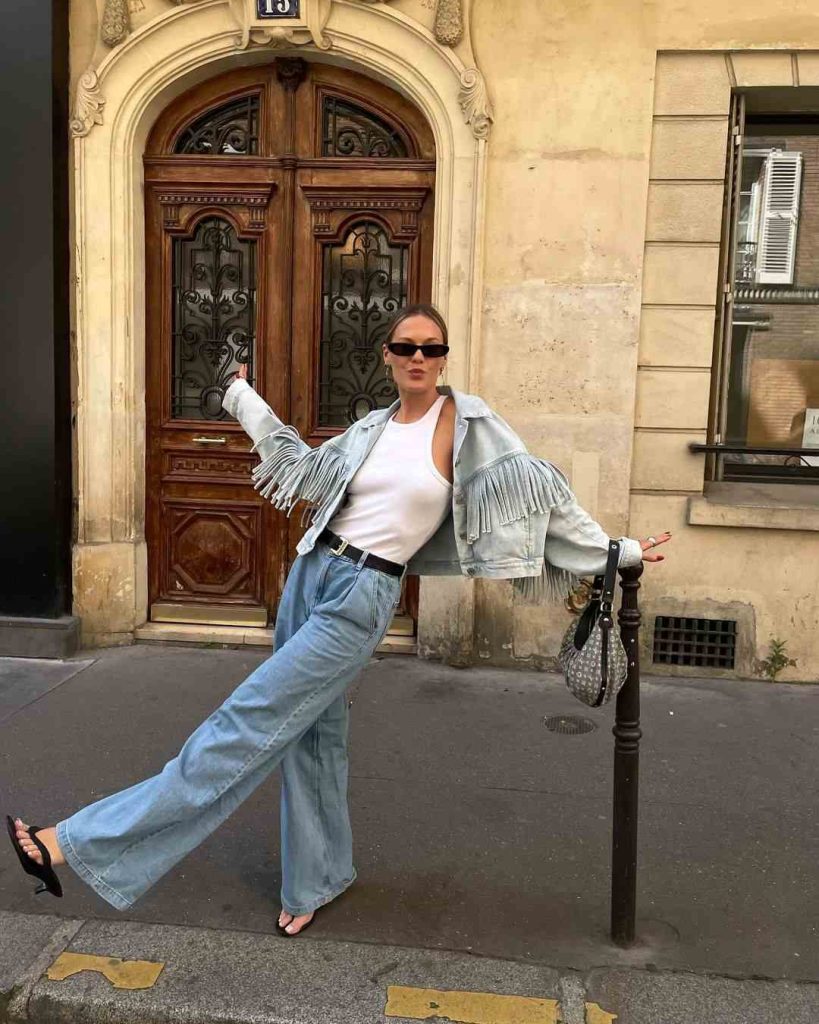 Beautiful Washed Denim Jacket and Blue Jeans