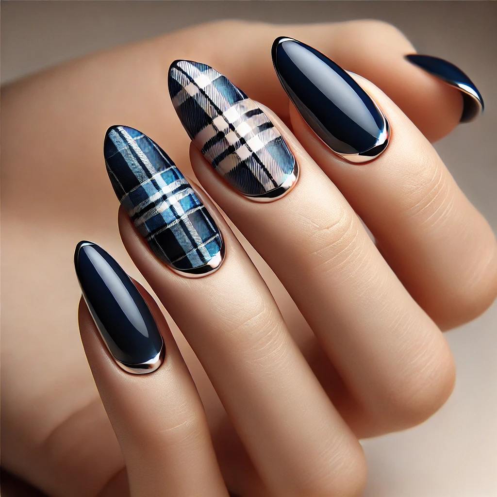 Blue Plaid Patterns with Silver Edges