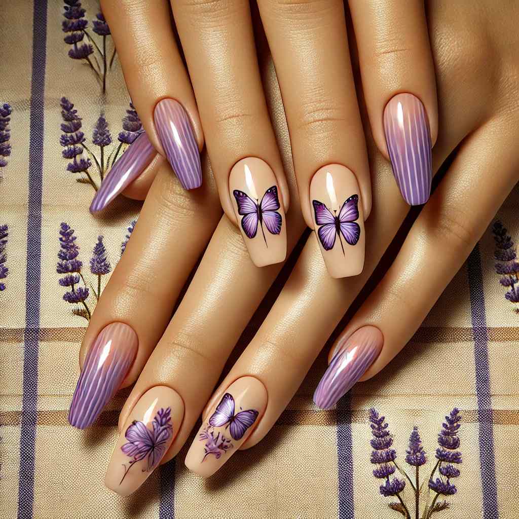 Butterfly Art with Lavender Florals