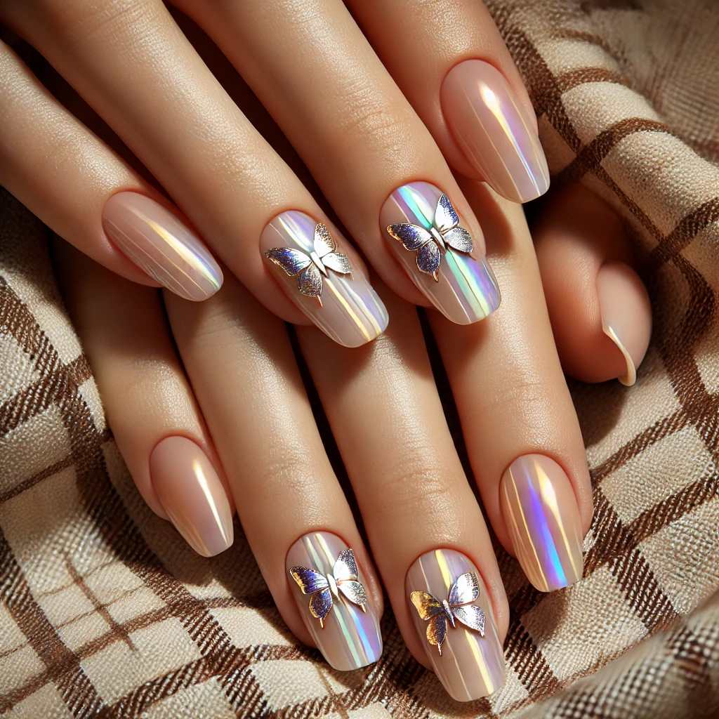 Butterfly Foil Nails