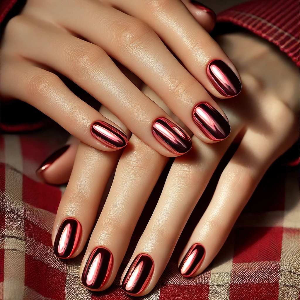 Cherry Red Chrome Nails