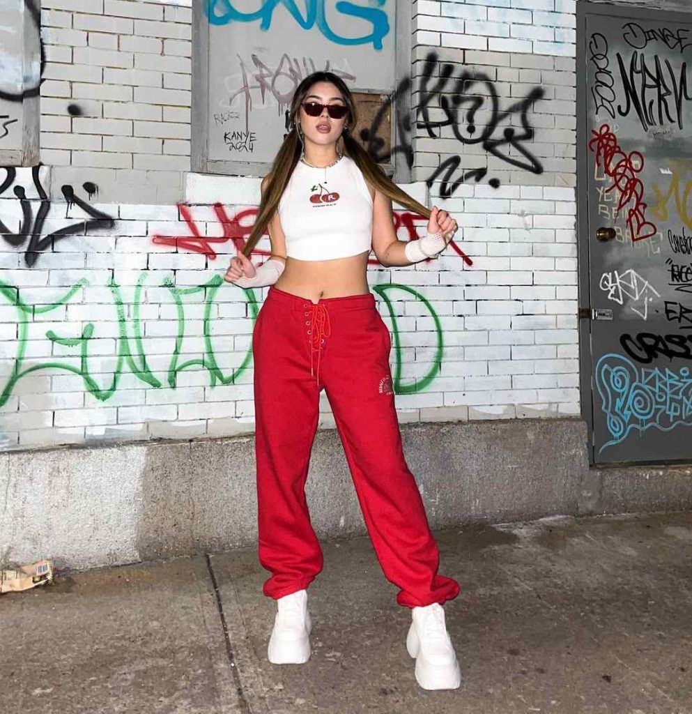 Cherry Red Pants Outfit 1