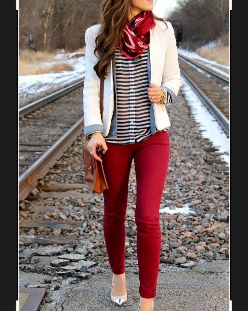 Cherry Red Pants Outfit 10