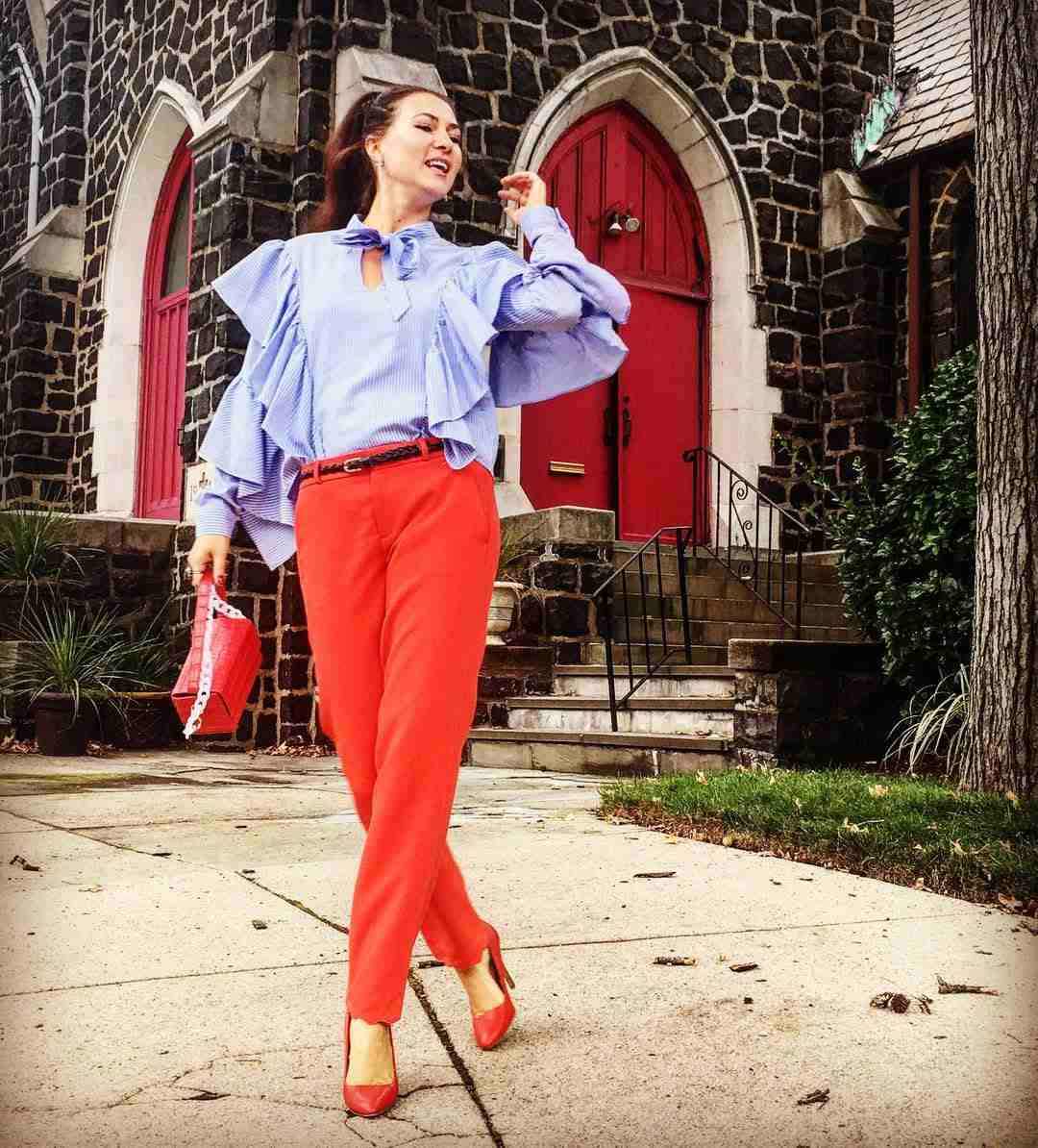 Cherry Red Pants Outfit 14