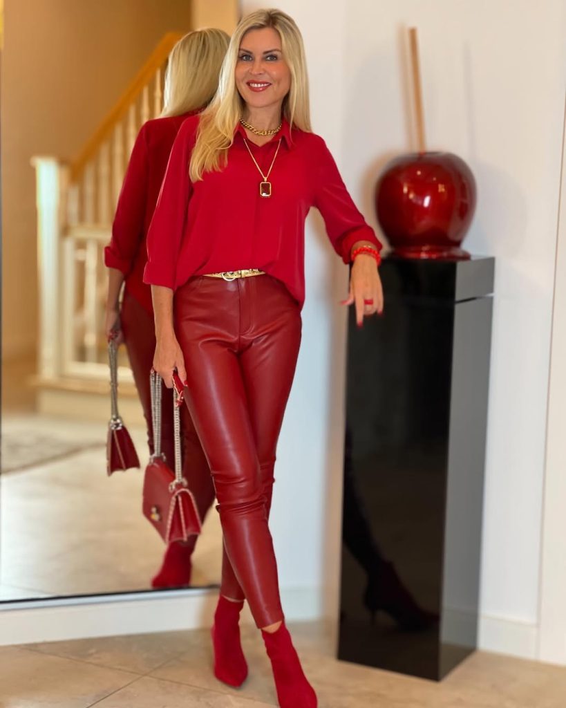 Cherry Red Pants Outfit 8