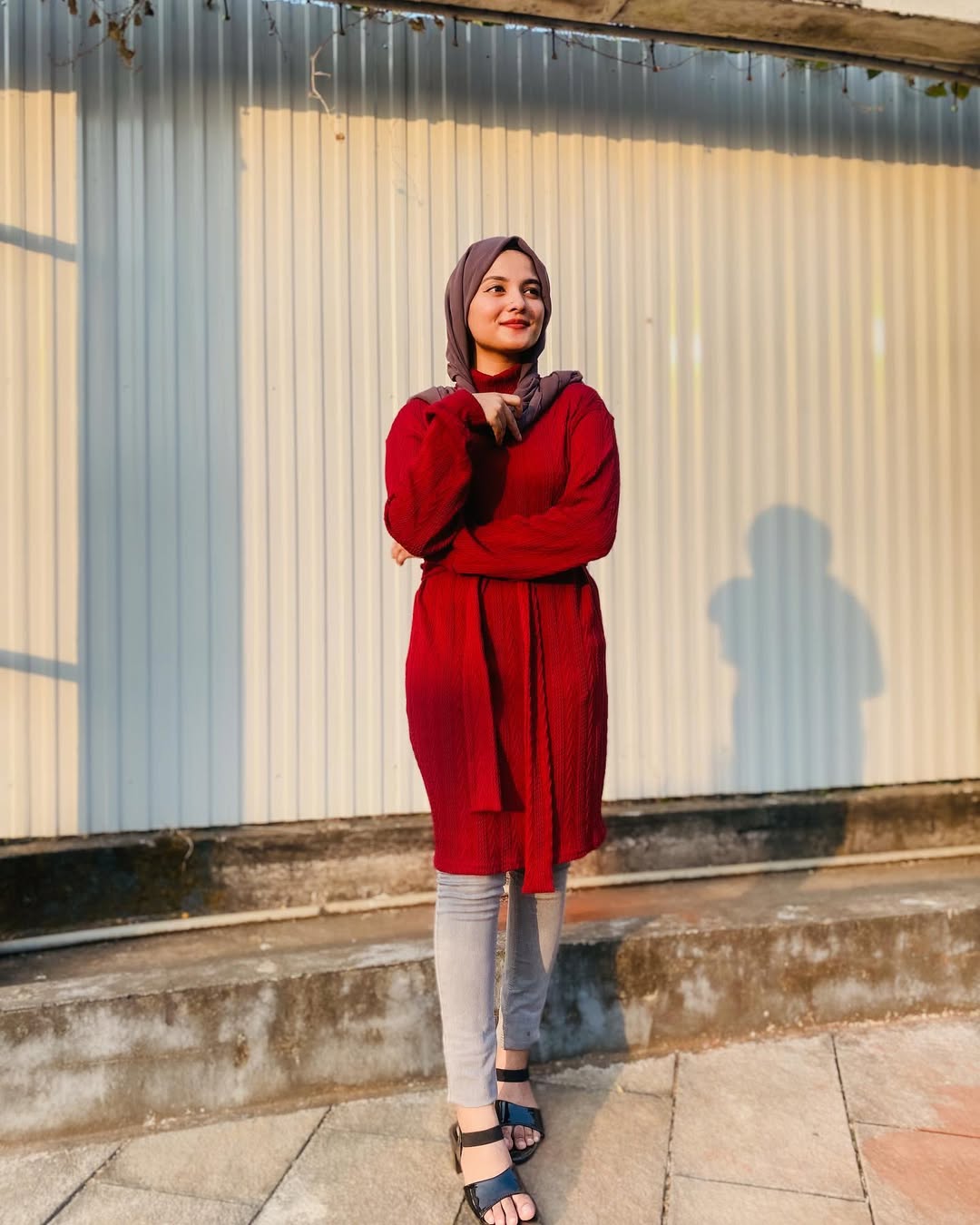 Cherry Red Sweater Outfit 13