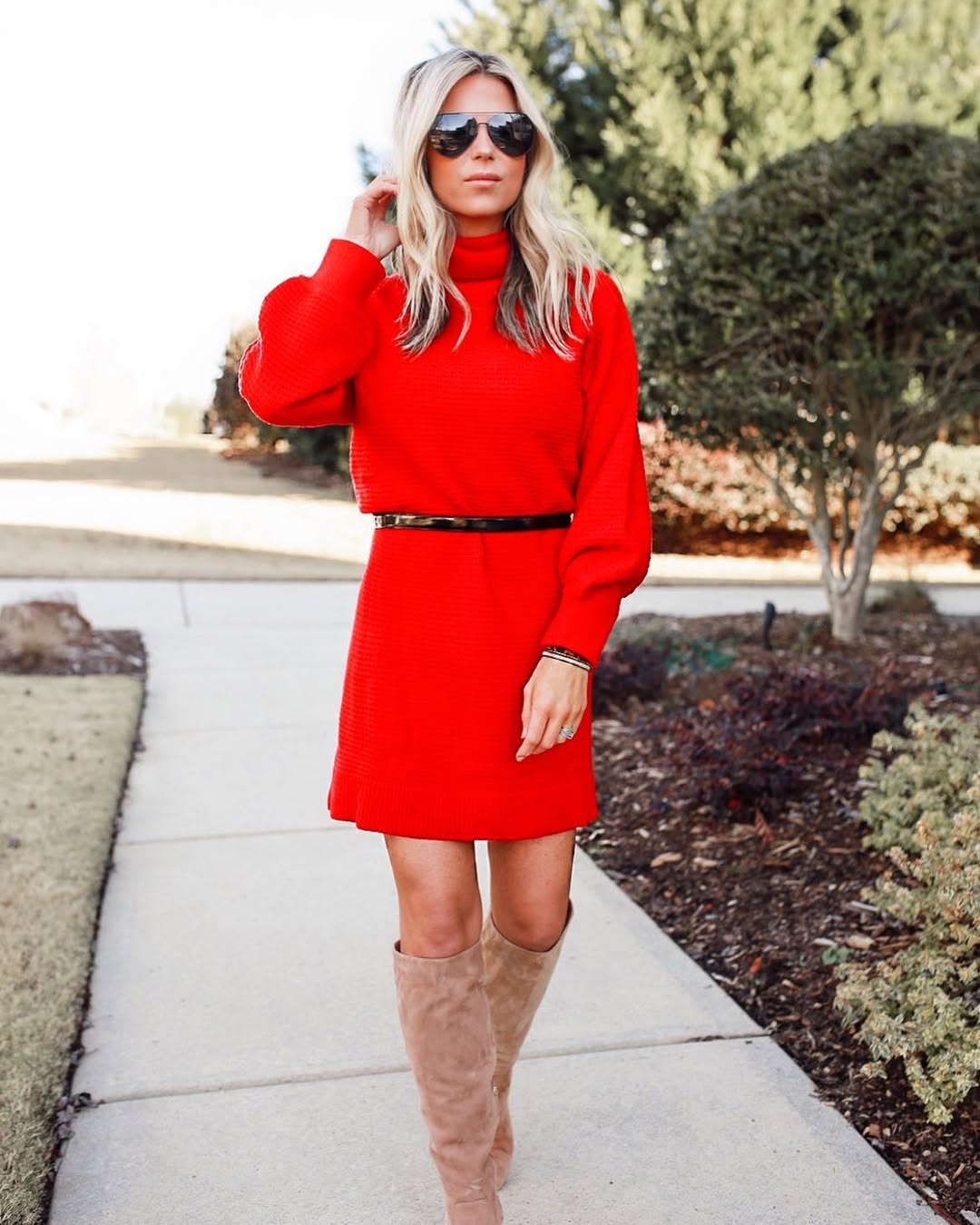 Cherry Red Sweater Outfit 20