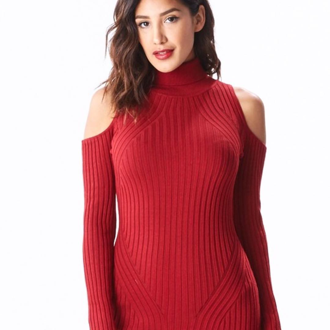 Cherry Red Sweater Outfit 26