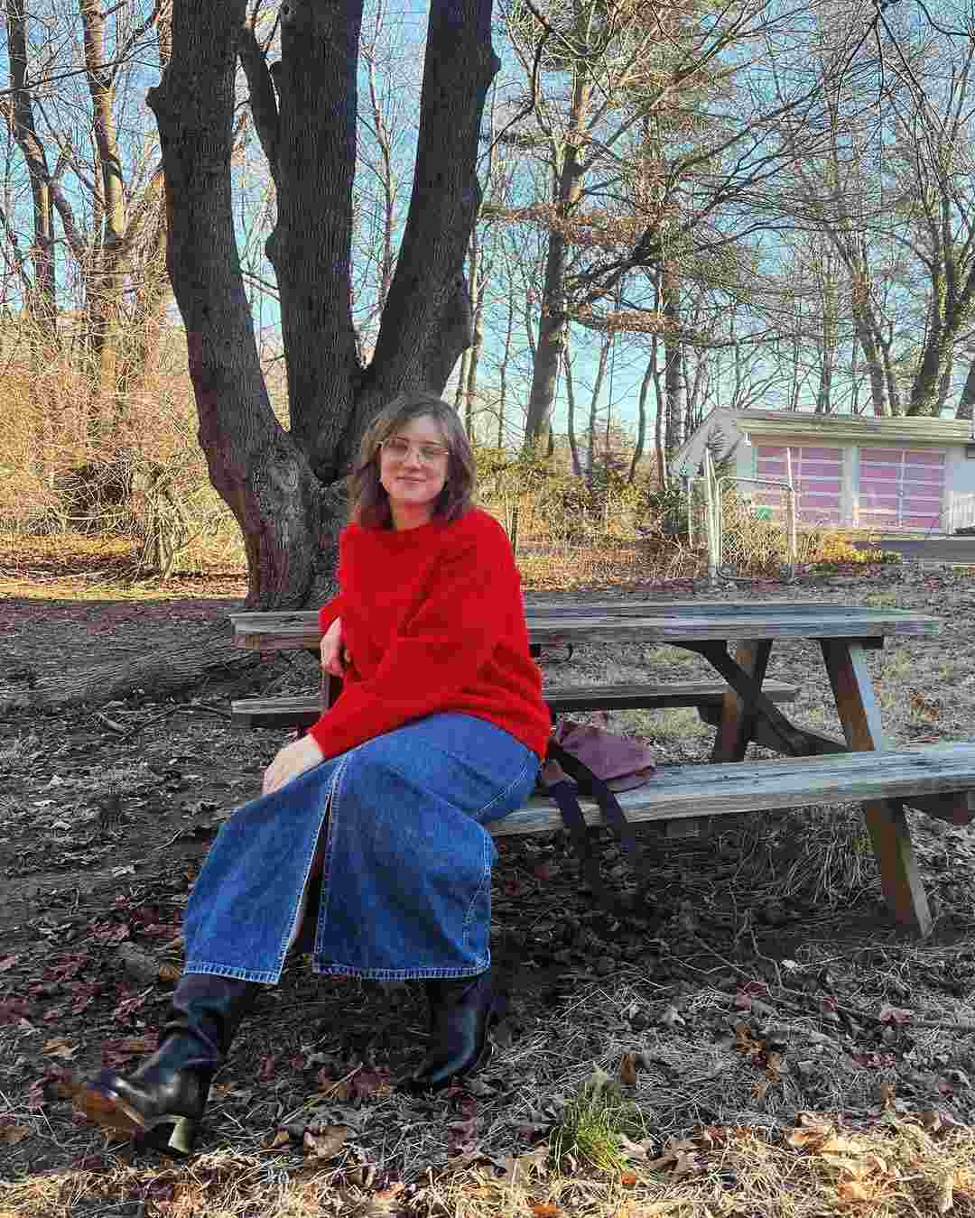 Cherry Red Sweater Outfit 36