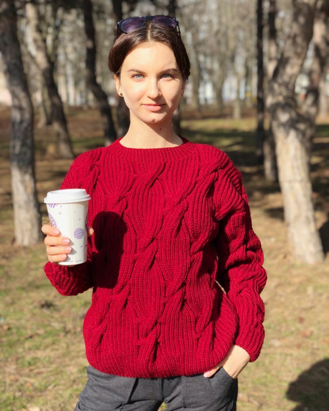 Cherry Red Sweater Outfit 5