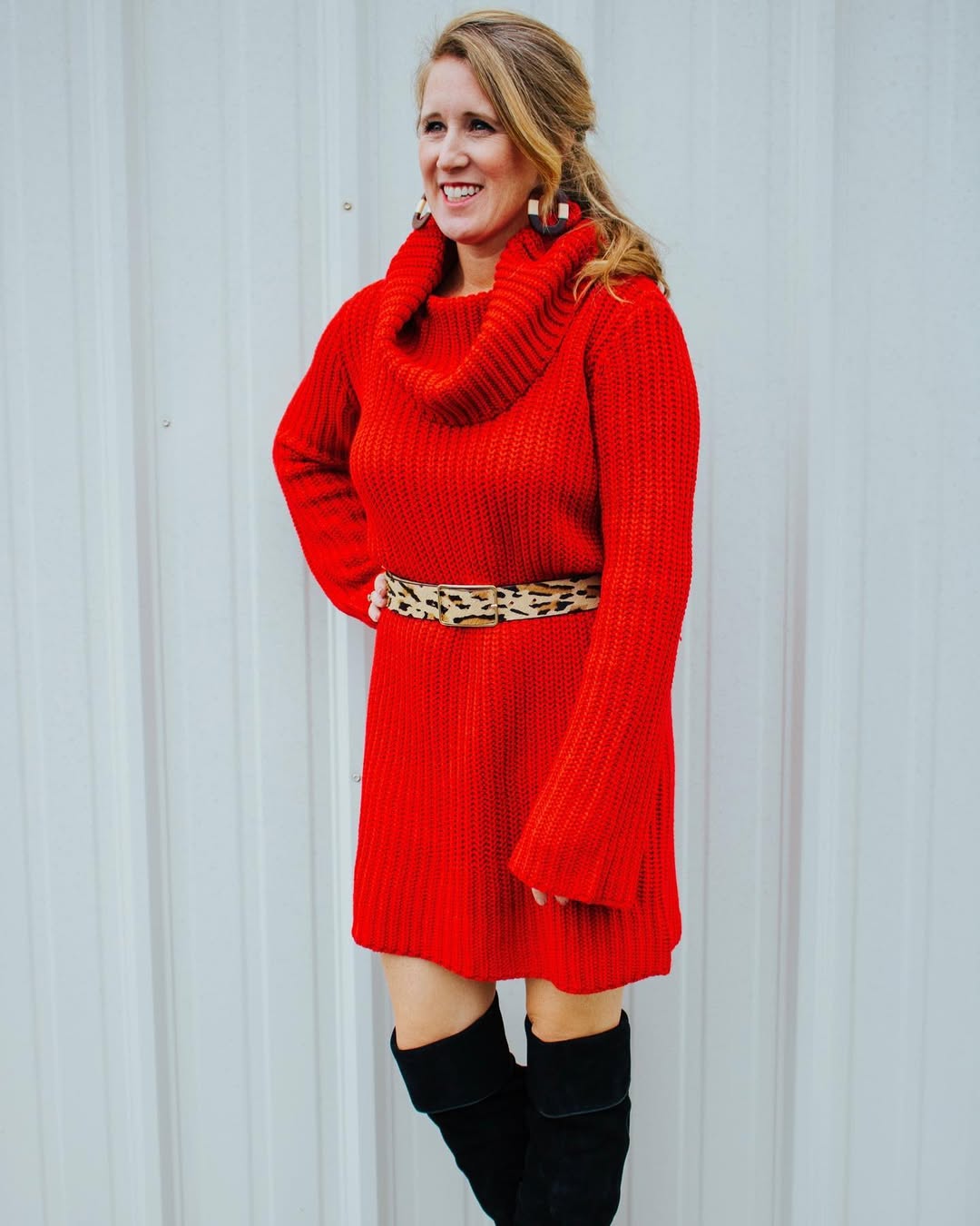 Cherry Red Sweater Outfit 8