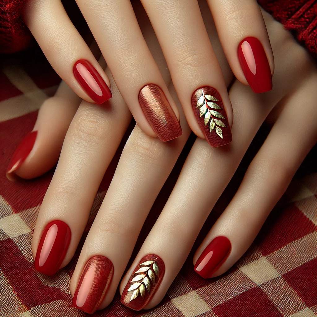 Cherry Red with Foil Leaves