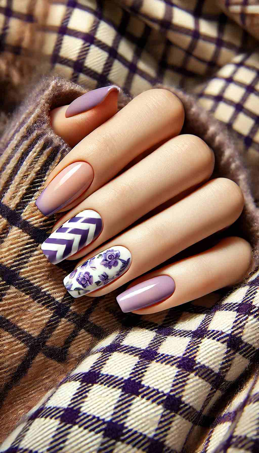 Chevron Patterns with Lilac Florals