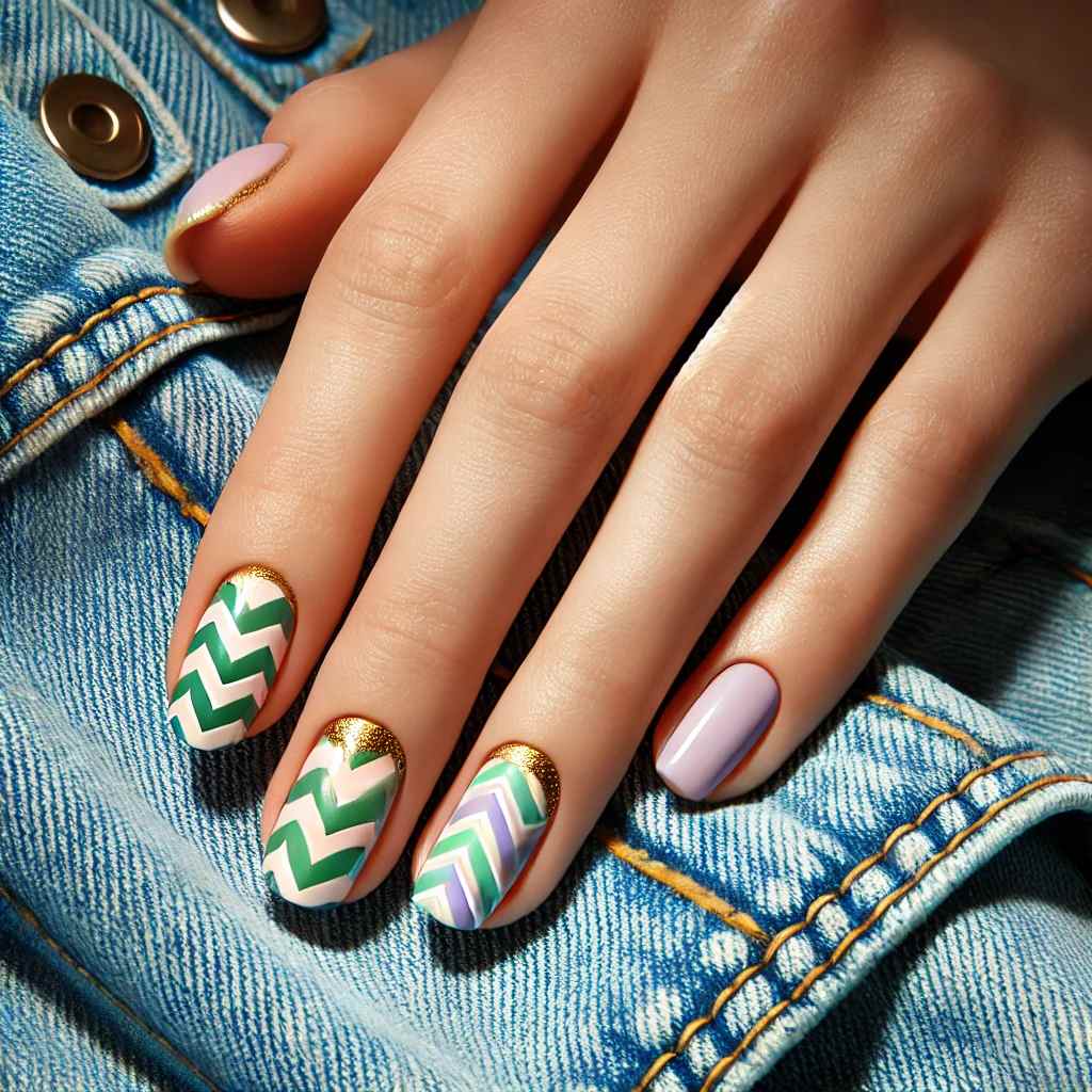 Chevrons with Gold Foil and Pastels