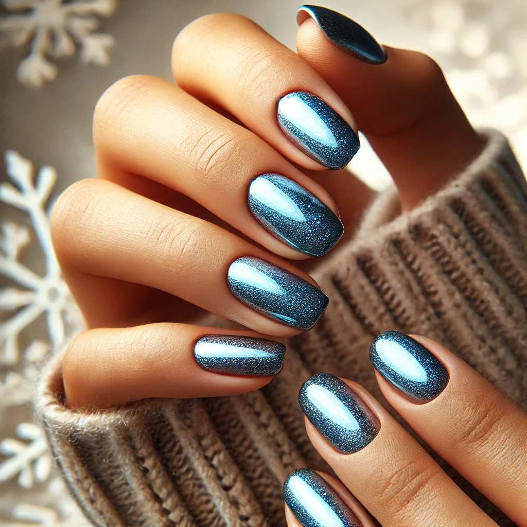 Chrome Blue Glitter Glam