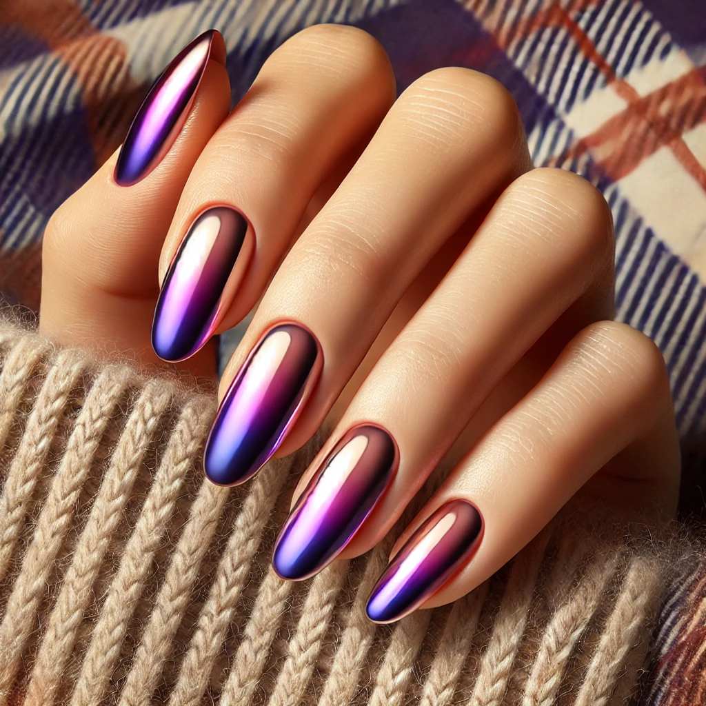 Chrome Gradient Nails in Violet Hues