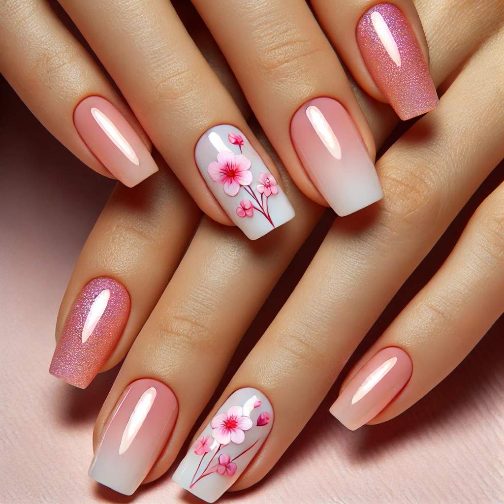 Chrome Gradient with Floral Embellishments