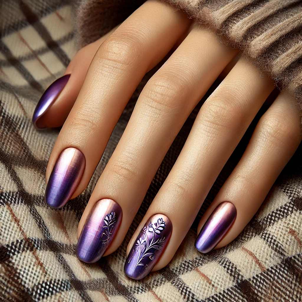 Chrome Gradient with Floral Vines