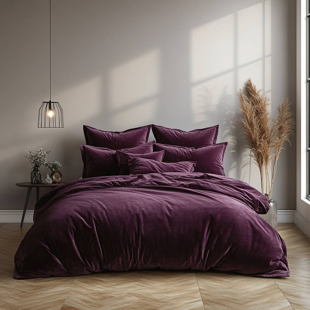 Deep Plum Velvet Duvet Cover