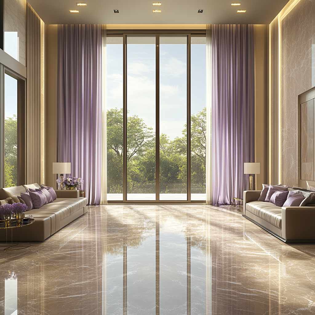 Floor-to-Ceiling Lavender Panels for Grand Spaces