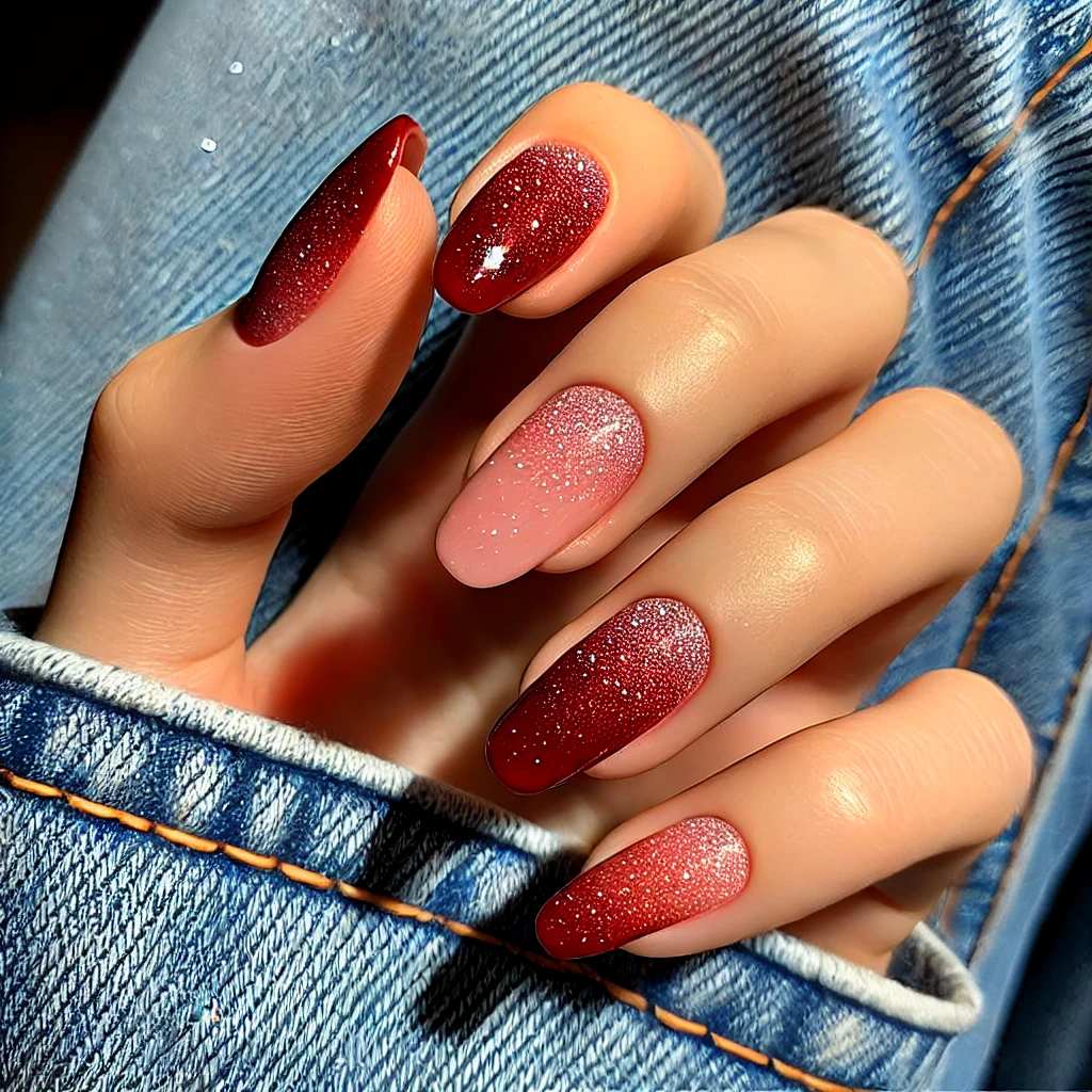 Glitter Bomb Cherry Red Nails 2