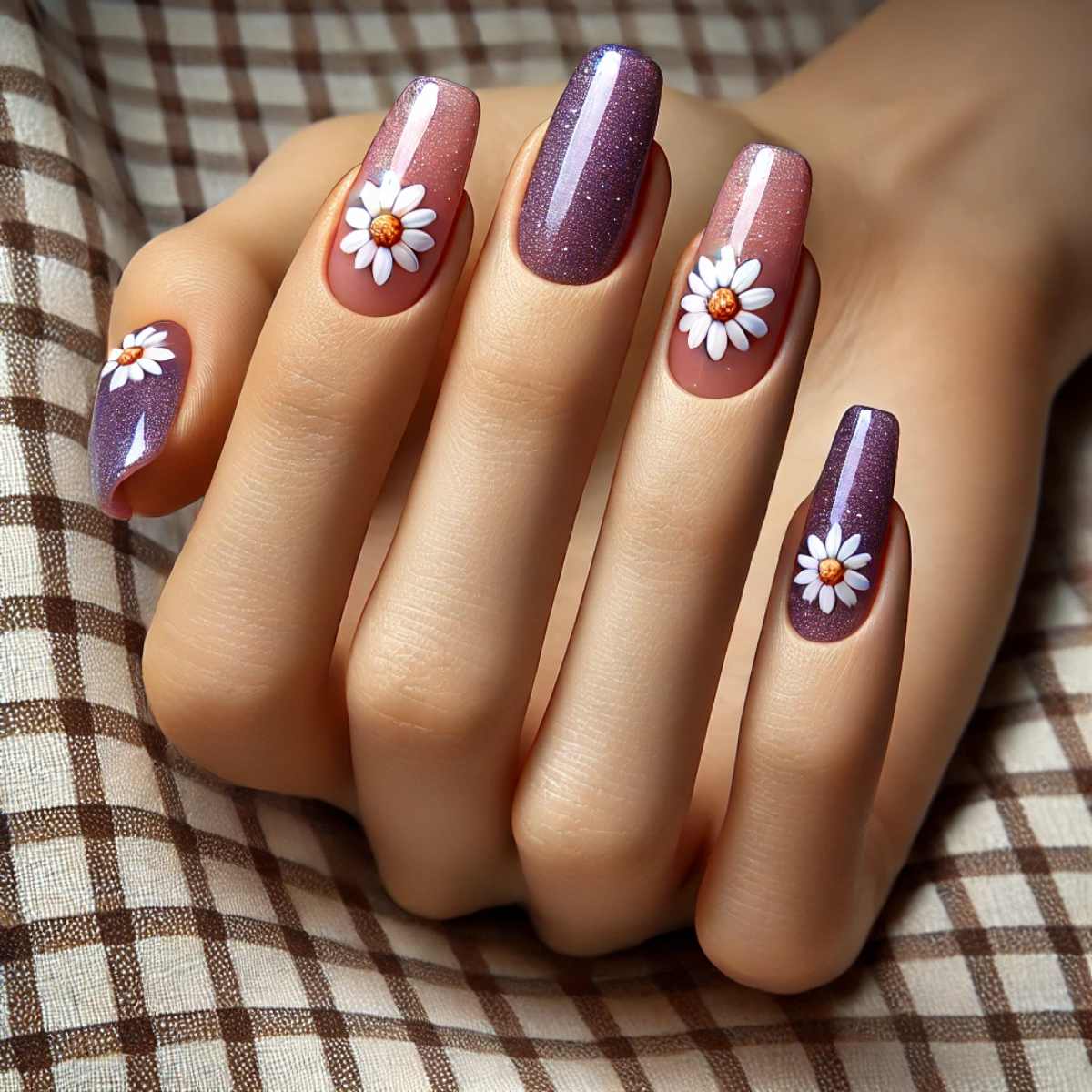 Glitter Ombre with Daisies