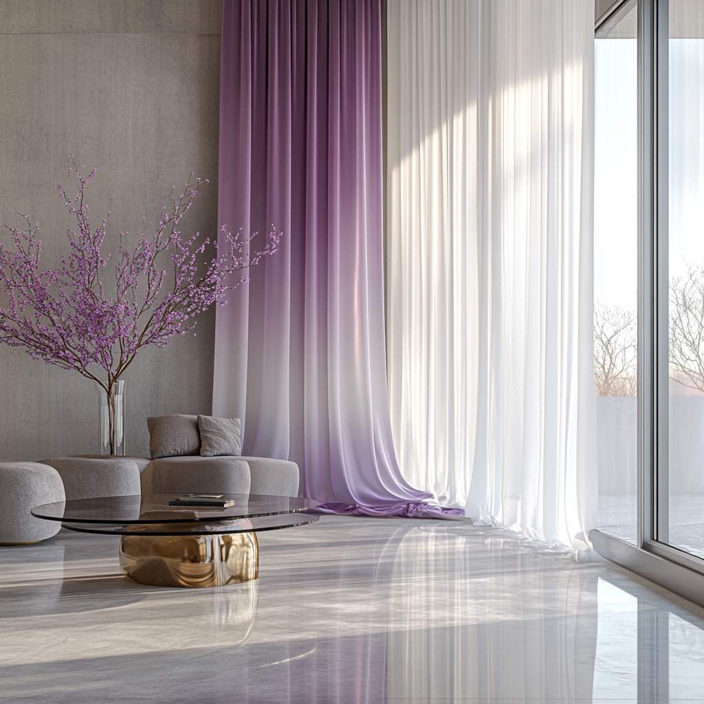 Gradient Lavender Extra Long Curtains