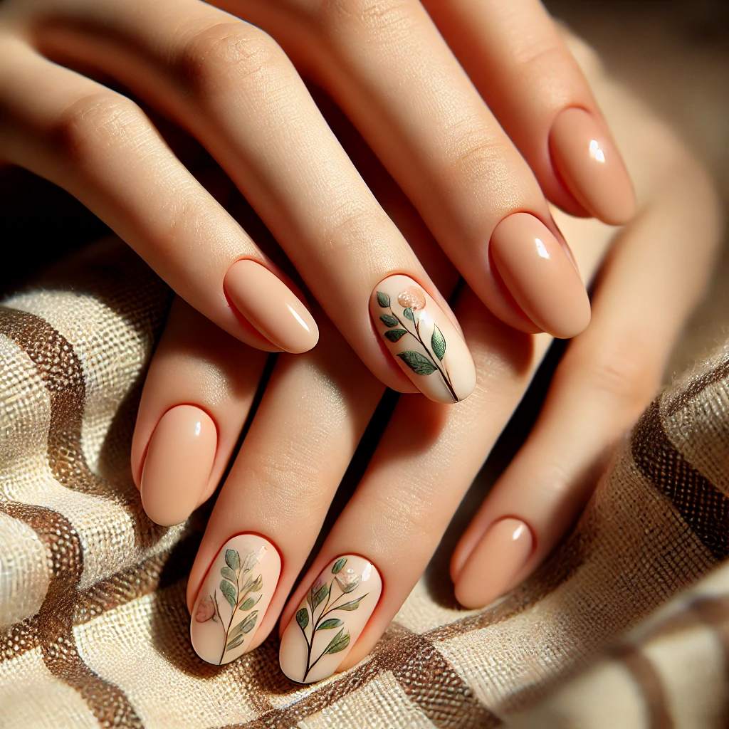 Leafy Florals on Nude Base