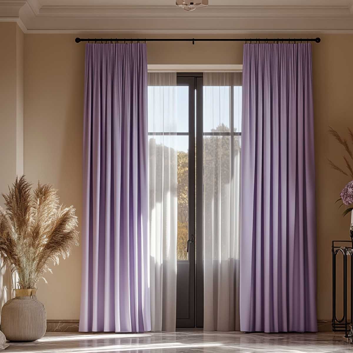 Minimalist Pleated Lavender Curtains