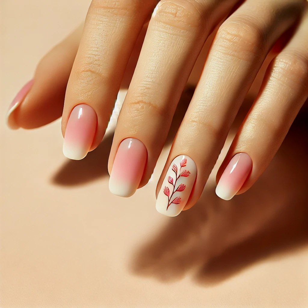 Ombre French Tips with Floral Vines