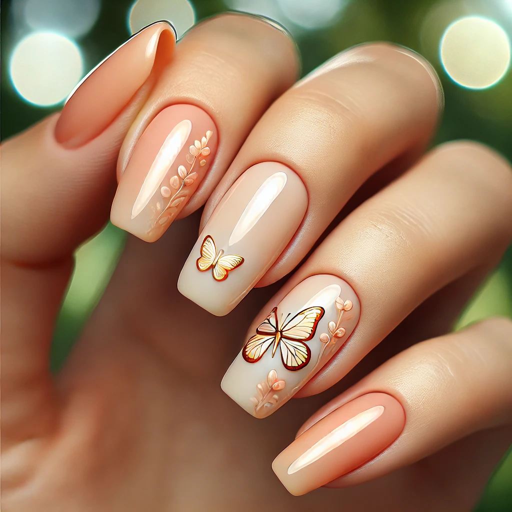 Peach Gradient with Butterflies