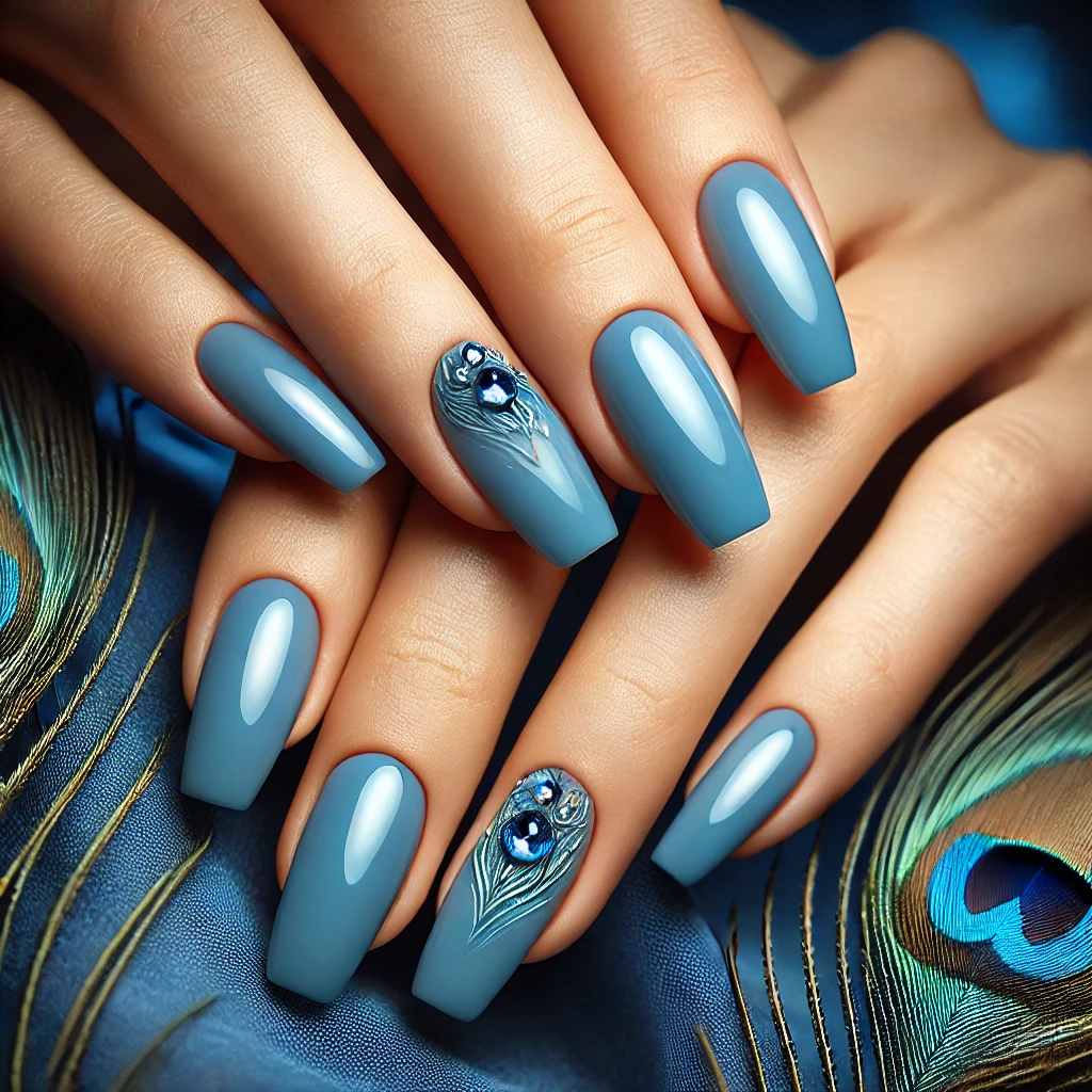 Peacock Blue with Rhinestone Details