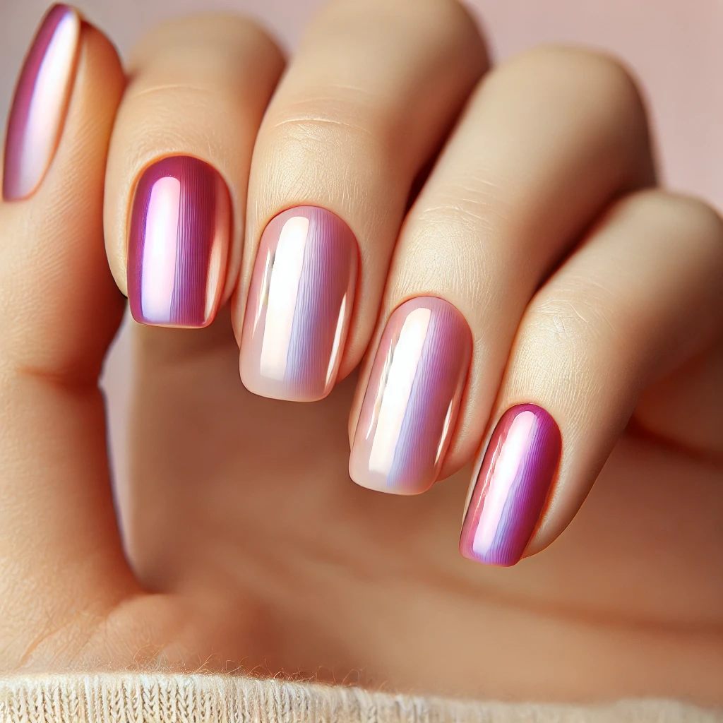 Pink and Purple Chrome Gradient Nails