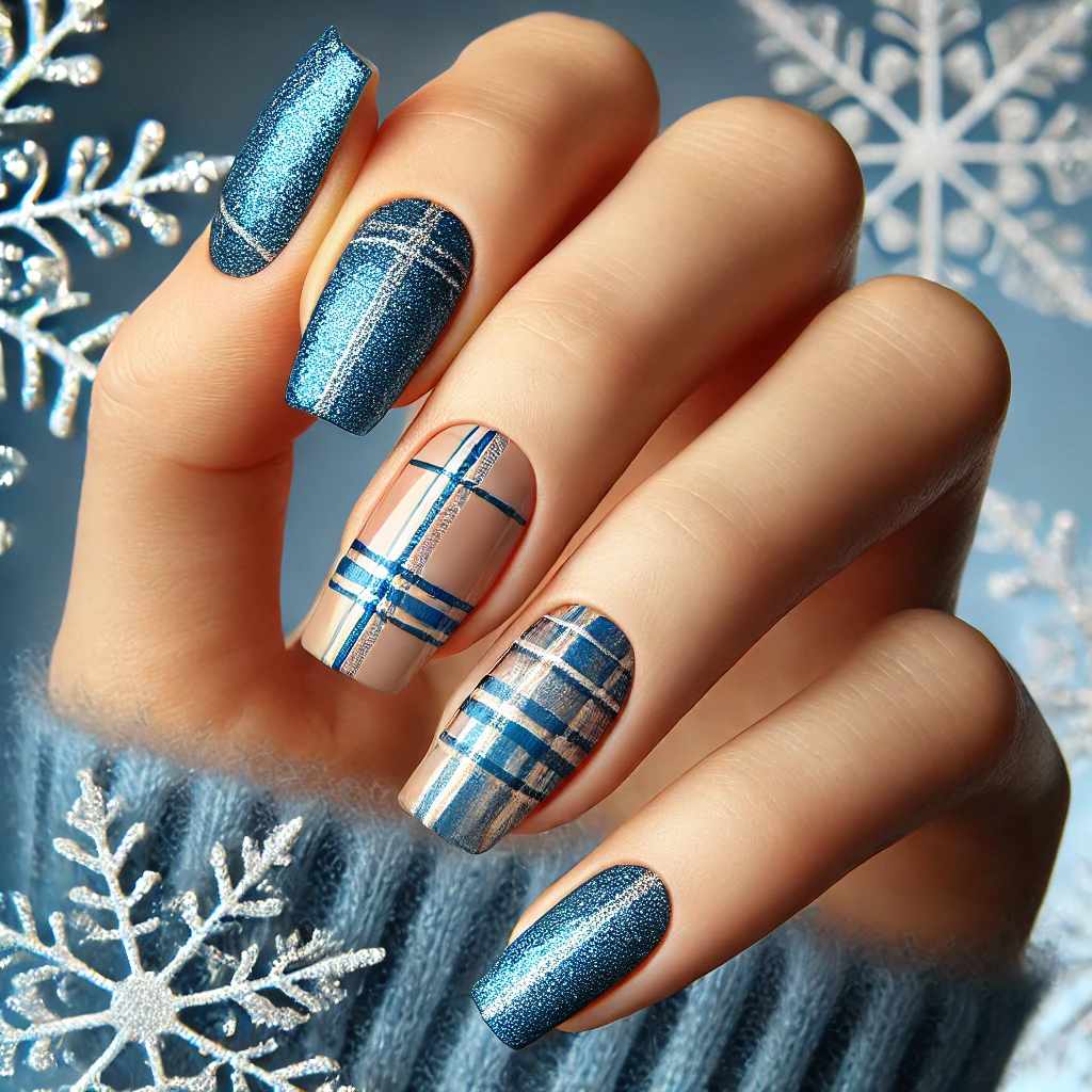 Plaid and Blue Glitter Fusion