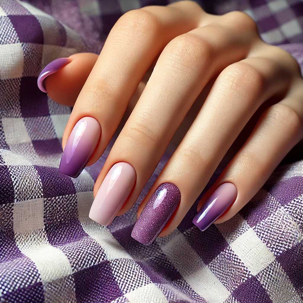 Purple Ombre Nails with Subtle Glitter