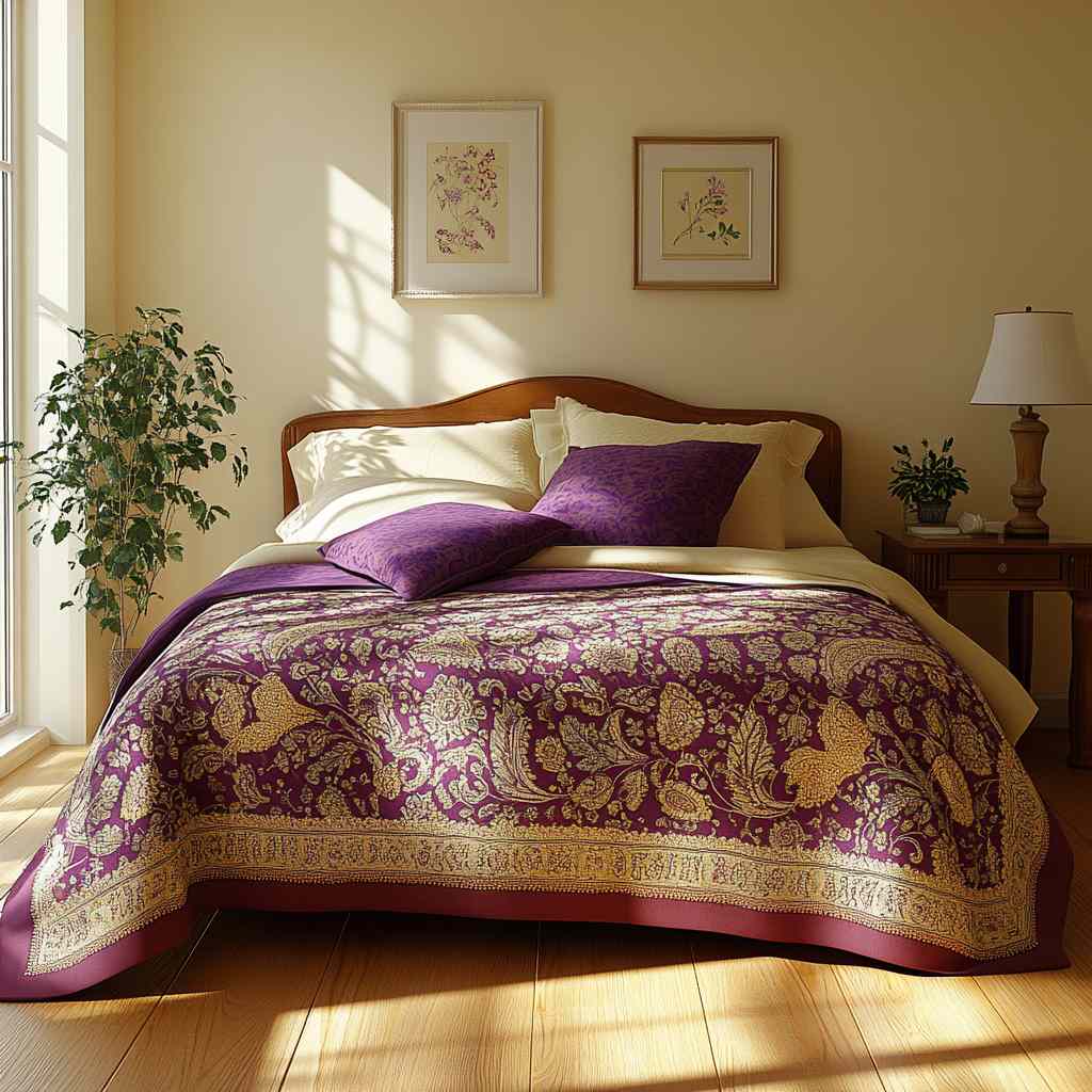 Purple Paisley Print Bedspread