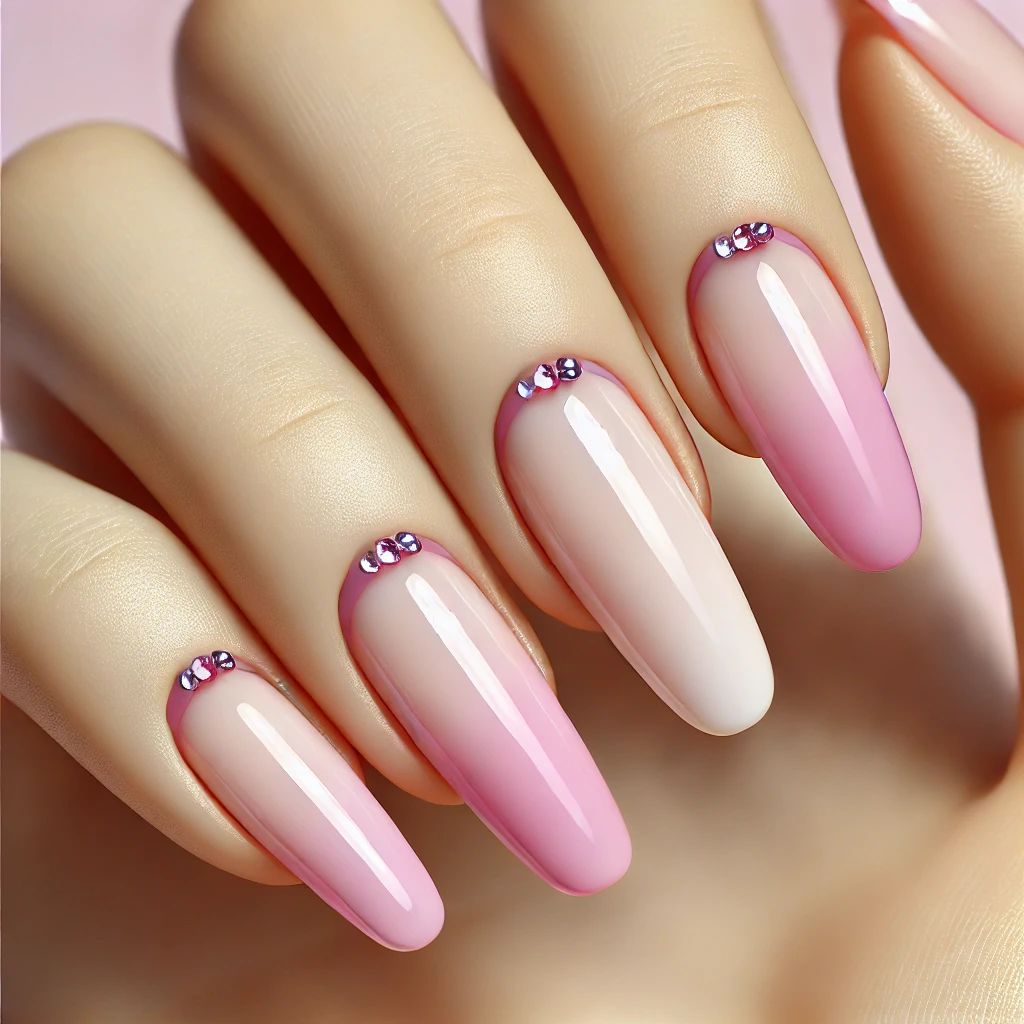 Rhinestone-Accented French Tips