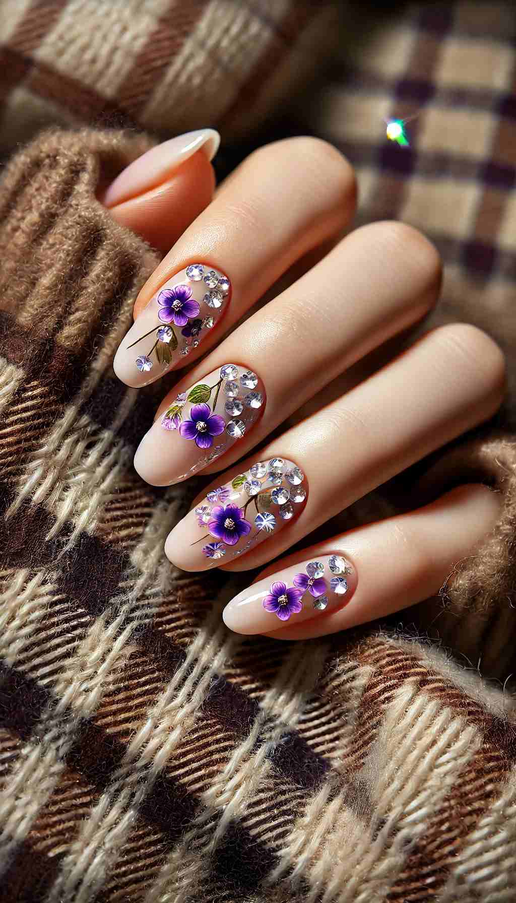 Rhinestone Clusters and Purple Blooms