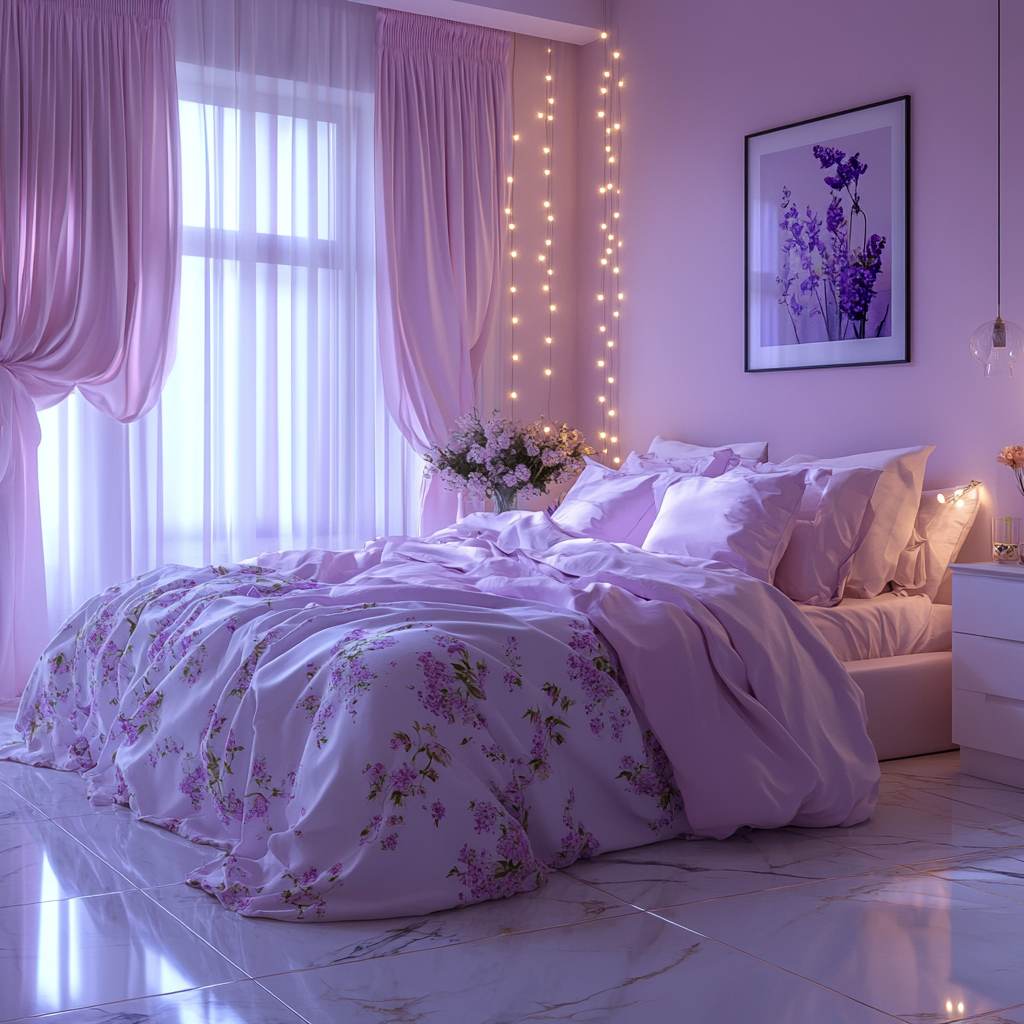 Ruffled Lavender Curtains for Romantic Vibes