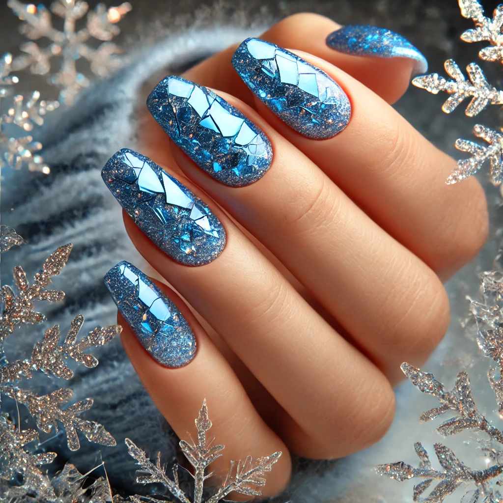 Shattered Glass Blue Glitter Effect