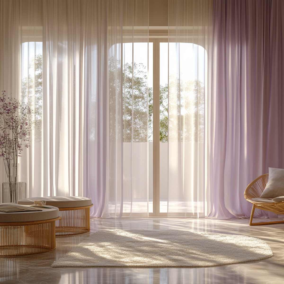 Sheer Lavender Elegance for Sunlit Rooms