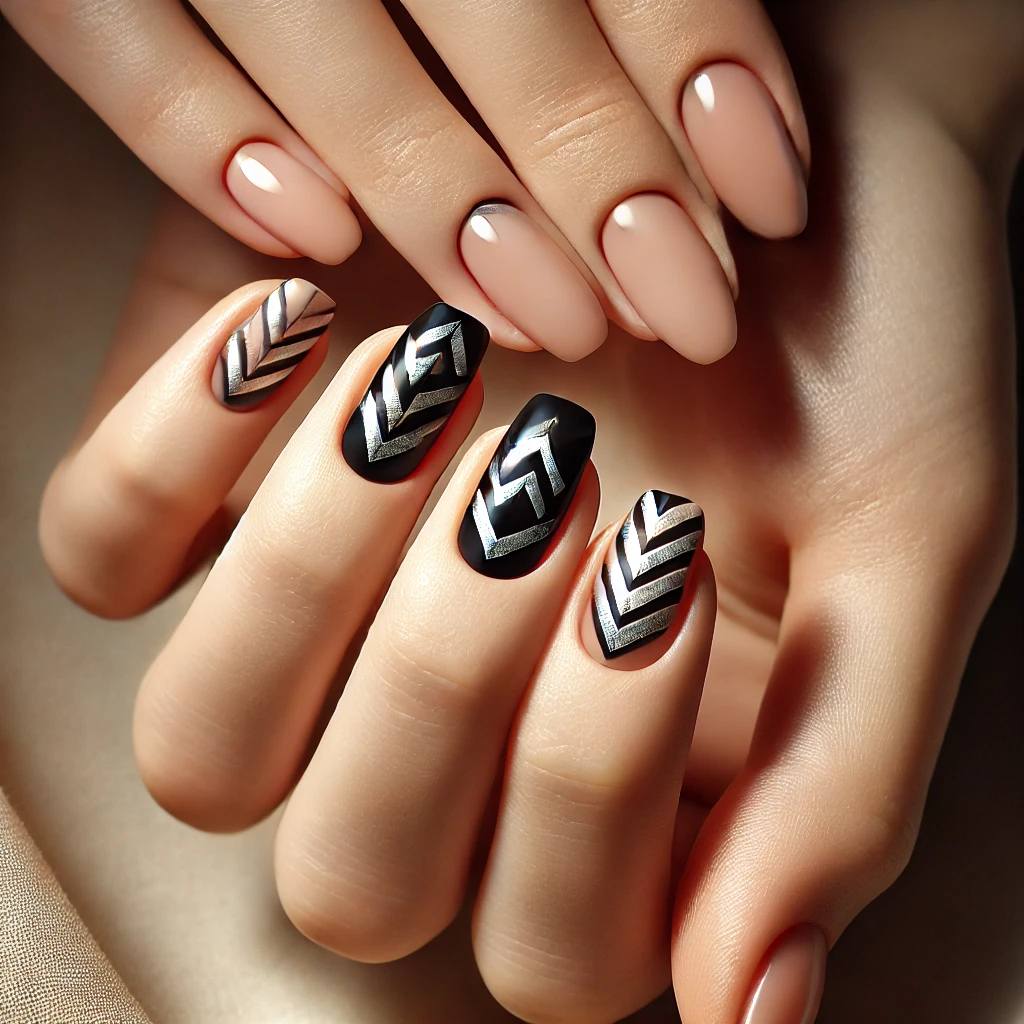 Silver Chevron on Black