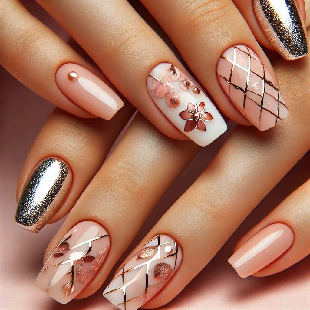 Silver Foil Geometric Meets Floral