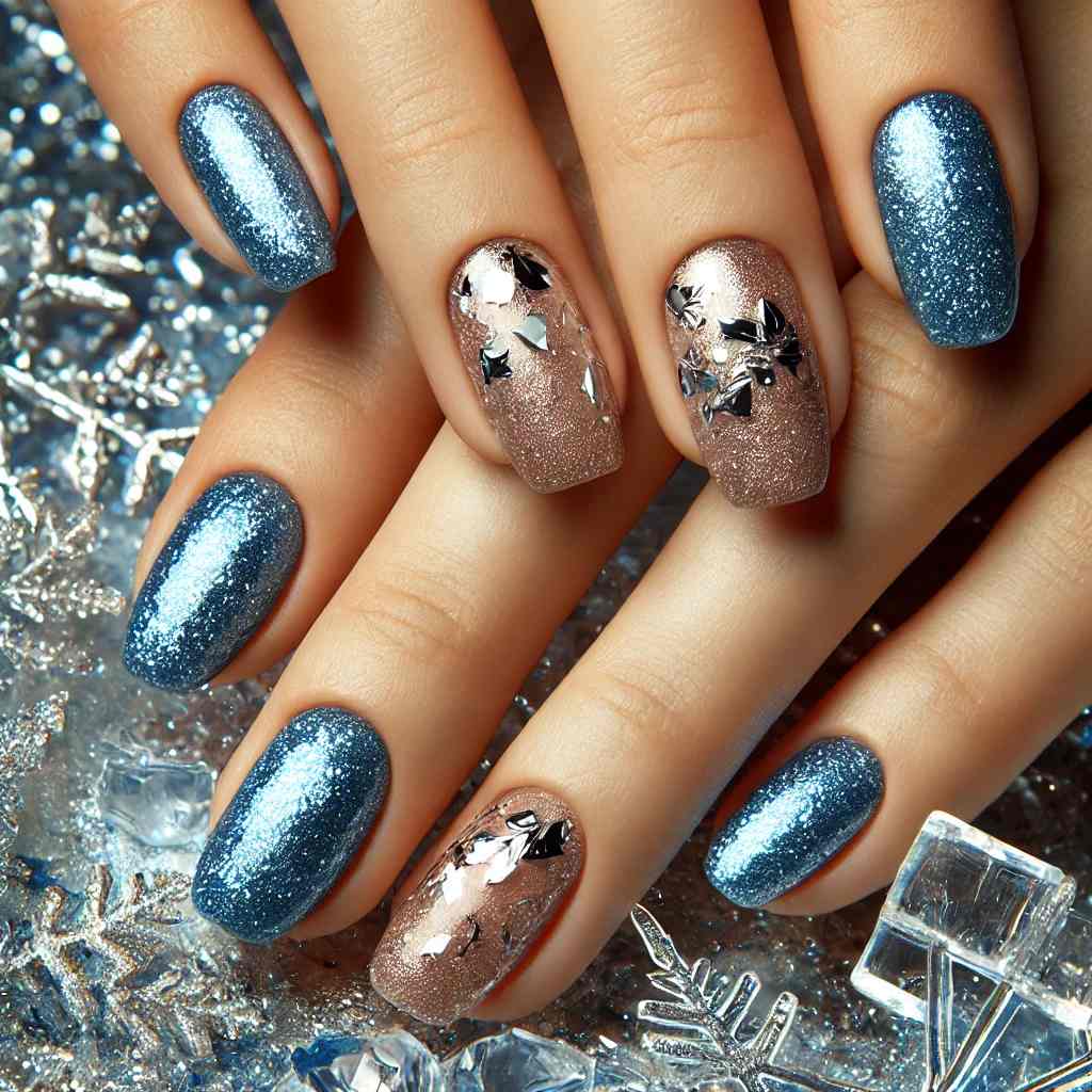 Silver Foil and Blue Glitter Combo