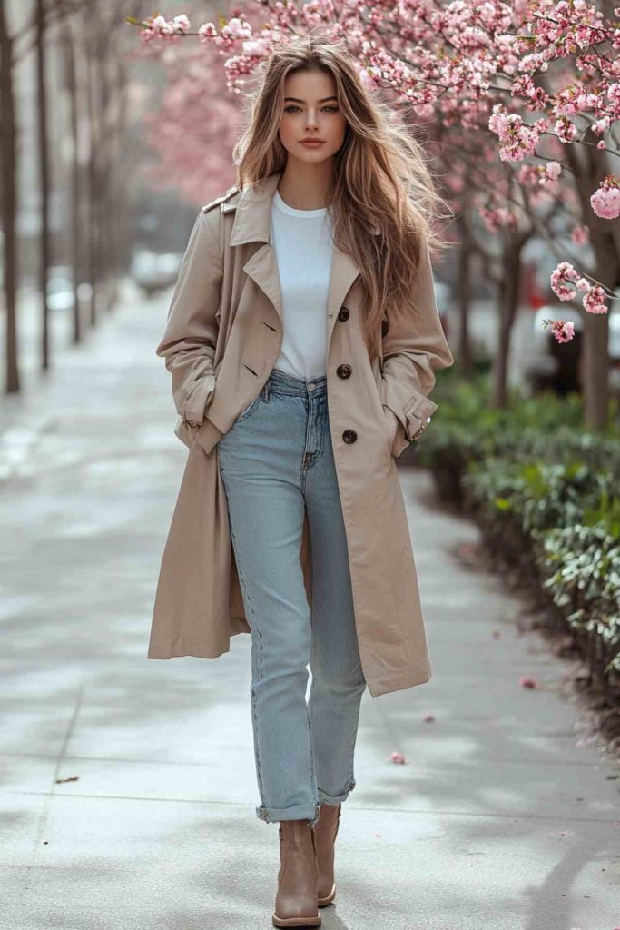 Statement Trench Coat and Relaxed Jeans