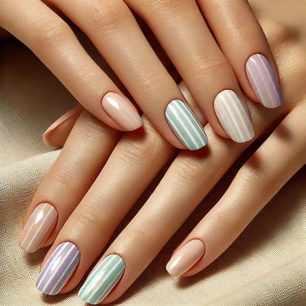 Striped Pastel Nails